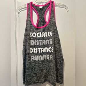 Gray Racerback Women’s Large Tank with Running Graphic